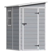 5 Ft. W X 4 Ft. D Matte Gray Patio Resin Shed Extruded Plastic Outdoor Storage Shed with Window and Floor 16.6 Sq. Ft.